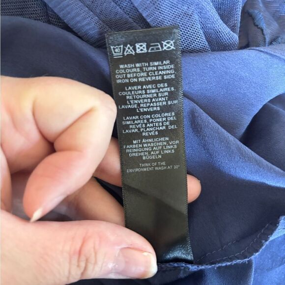 ASOS Navy lace sheer floral long sleeve long dress  cutout back size 12 - Picture 3 of 13